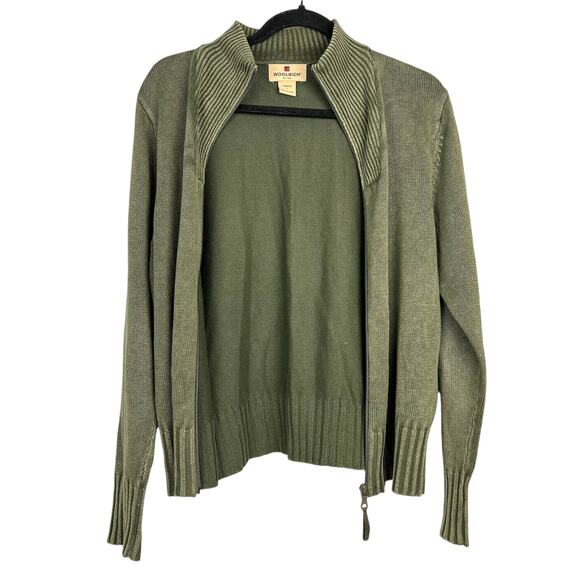 WOOLRICH Women’s Zip Front Cotton/Ramie Cardigan  Lg  Retro Grunge Fall Preppy - Picture 3 of 9